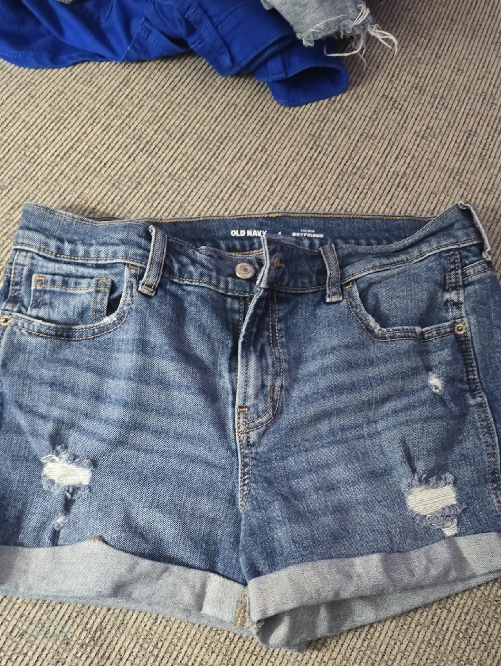 Old Navy Distressed Blue Denim Cuffed Boyfriend Shorts